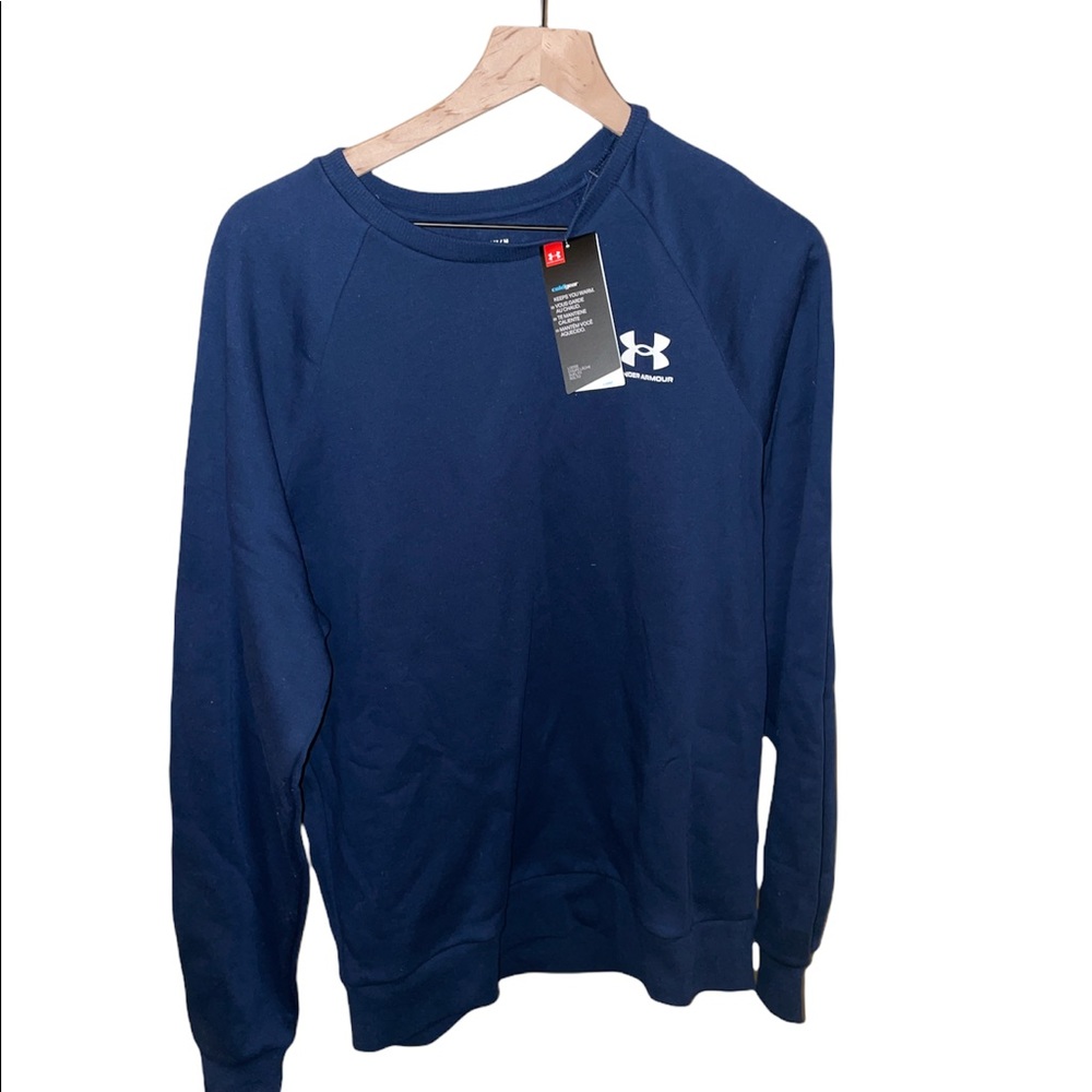 navy under armor crew neck !